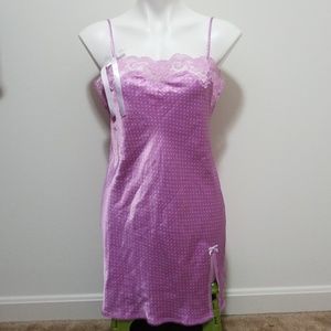 VS Purple Polka Dots Print Lace Trim Nightgown